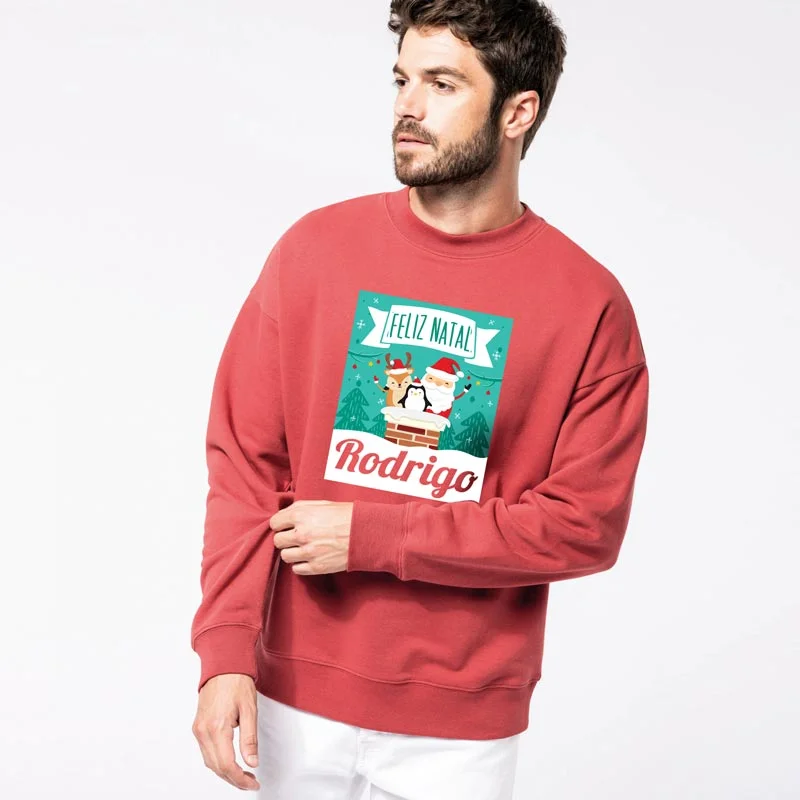 Sweatshirt de Adulto com decote redondo. Motivo Natal Personalizada com Nome (unissexo). - Image 3