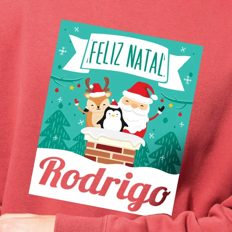 Sweatshirt de Adulto com decote redondo. Motivo Natal Personalizada com Nome (unissexo). - Image 4