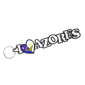 Porta-chaves Branco I LOVE AZORES – Bandeira Açores