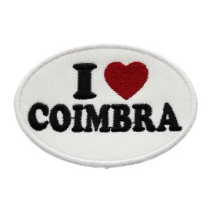 Emblema Bordado – I Love Coimbra Oval (Branco)