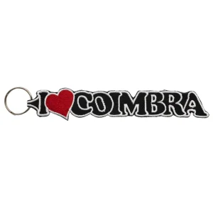Porta-chaves Bordado – I Love Coimbra (Preto)