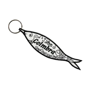 Porta-chaves Bordado – Sardinha I Love Coimbra (Preto)