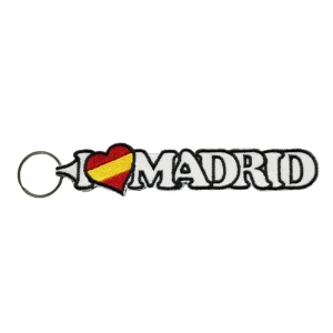 Llavero Bordado – I Love Madrid (Blanco) (España)