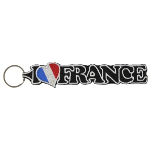 Porta-chaves Bordado – I Love France (Preto)