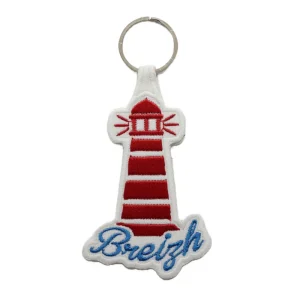 Porta-chaves Bordado – Farol Bretanha/Breizh (Branco)