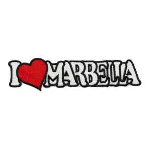 Parche Bordado – I Love Marbella – Corazón Rojo – (Blanco) (España)
