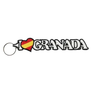 Llavero Bordado – I Love Granada (Blanco) (España)