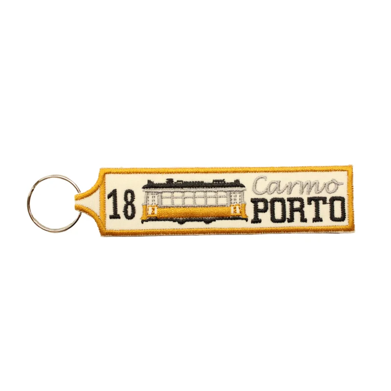 Porta-Chaves Bordado (Ambos os Lados) – Elétrico 18, Carmo, Porto (Retangular) - Image 2