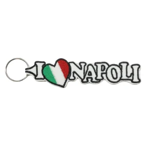 Porta-Chaves Bordado – I Love Napoli (com bandeira)