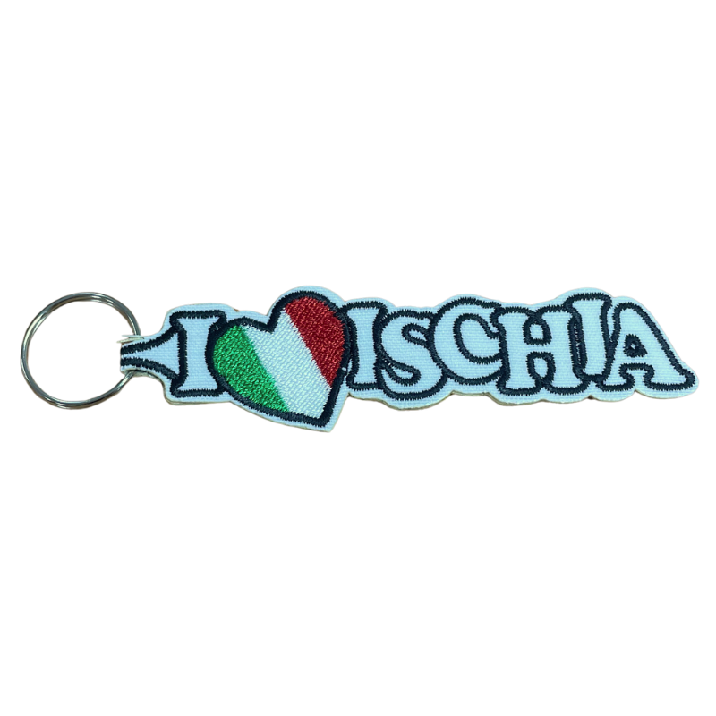 Porta-Chaves Bordado – I Love Ischia (com bandeira) - Image 2