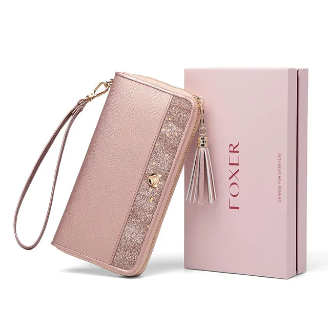 Carteira Feminina Foxer de Couro Bifold Brilhante – Modelo Long - Image 4