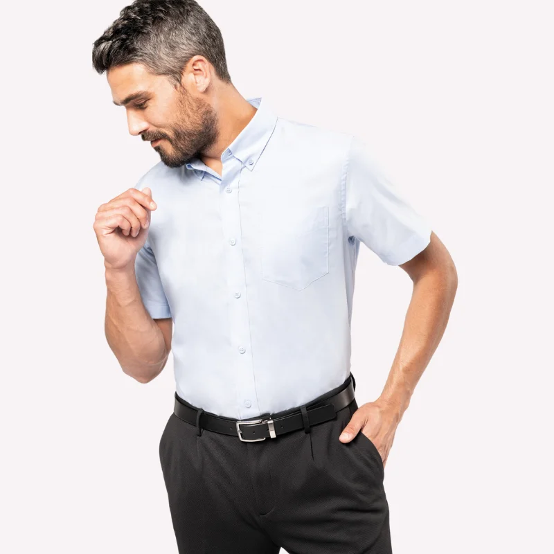 Camisa Manga Curta em Oxford de Tratamento Fácil