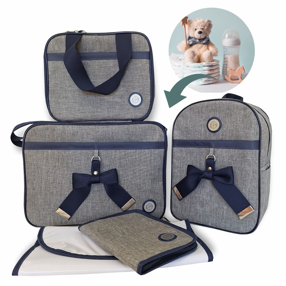 Bolsa Kit Maternidade 5 Peças Para Menino Azul Marinho