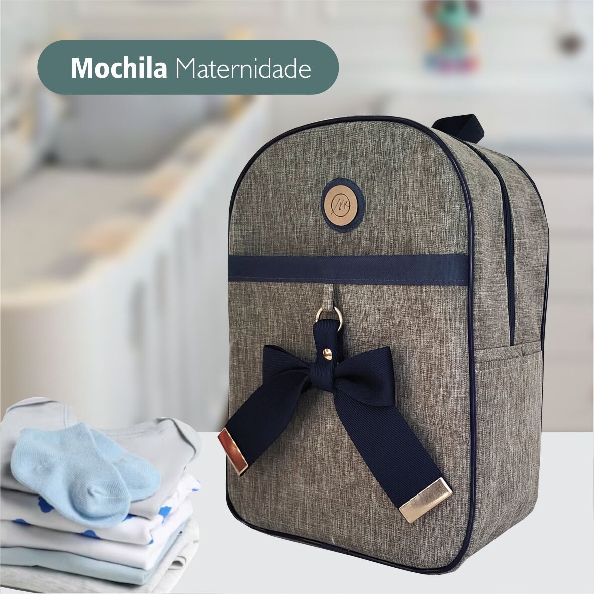 Bolsa Kit Maternidade 5 Peças Para Menino Azul Marinho - Image 5