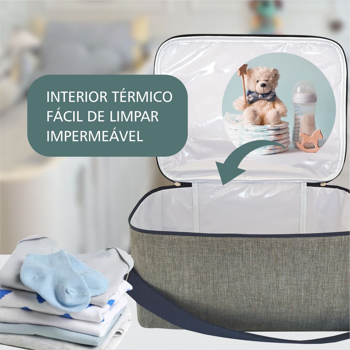 Bolsa Kit Maternidade 5 Peças Para Menino Azul Marinho - Image 3