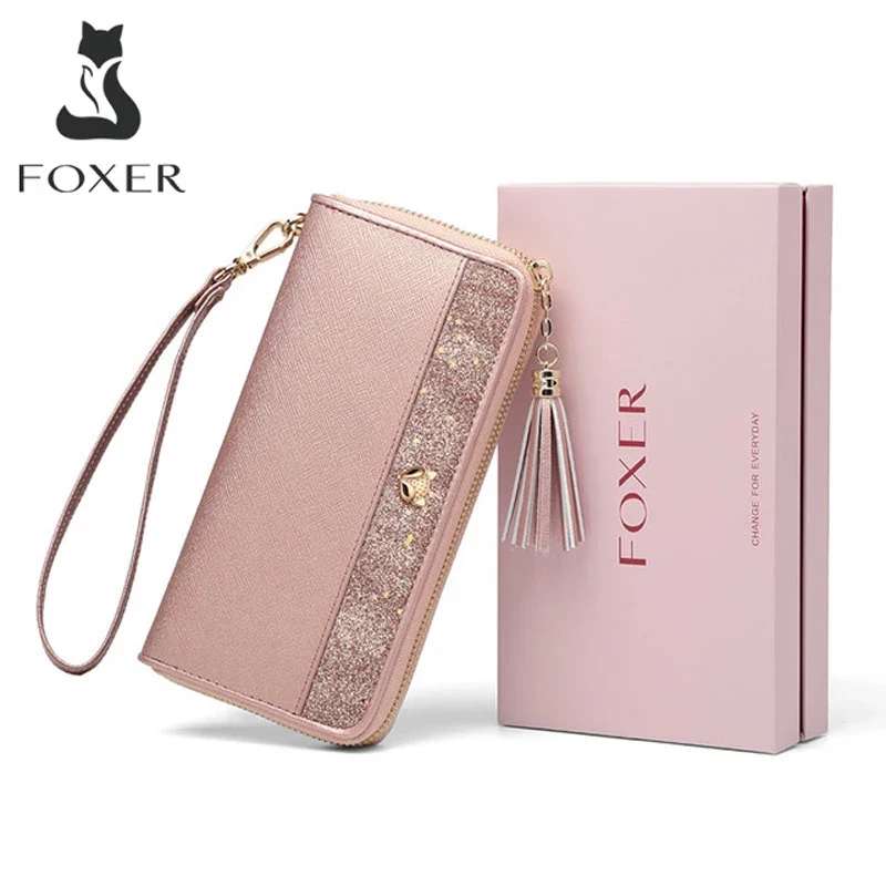 Carteira Feminina Foxer de Couro Bifold Brilhante – Modelo Long - Image 2